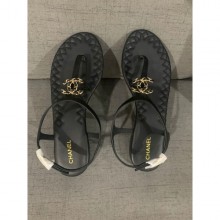 Chanel Chain CC Logo Thong Sandals Black 2020 CE04232