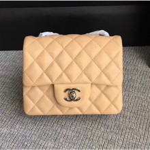 Chanel Classic Flap Mini Bag A1115 in Lambskin Leather Apricot with Silver Hardware CE01289
