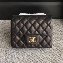 Chanel Classic Flap Mini Bag A1115 in Lambskin Leather Black with Golden Hardware CE03179