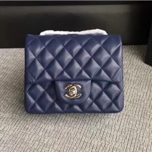 Chanel Classic Flap Mini Bag A1115 in Lambskin Leather Sapphire with Silver Hardware CE01031