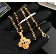 Chanel Cutout CC Bloom Pendant Necklace Gold 2019 Collection CE02759
