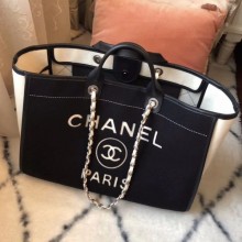 Chanel Deauville Wool Felt Large Shopping Bag A93786 White 2019 Collection CE04093