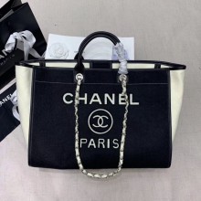 Chanel Deauville Wool Felt Medium Shopping Bag A93786 Black 2019 Collection CE01578