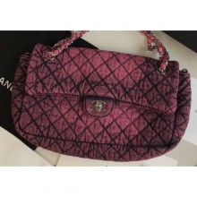 Chanel Denim Large Classic Flap Bag Fuchsia 2020 CE02471