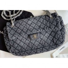 Chanel Denim Large Classic Flap Bag Gray 2020 CE03905
