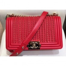 Chanel Embroidered Boy Medium Flap Bag Red 2019 CE00624