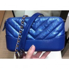 Chanel Glittered Aged Calfskin Gabrielle Clutch With Chain Bag A94505 Chevron Blue 2019 CE01319