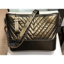 Chanel Glittered Aged Calfskin Gabrielle Medium Hobo Bag A93824 Chevron Gold 2019 CE01116