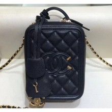 Chanel Grained Calfskin CC Filigree Vanity Case Bag AS0988 Black 2019 CE01710