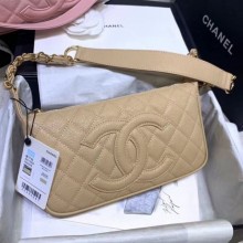 Chanel Grained Leather Hobo Bag B01960 Beige 2020 Collection CE02263