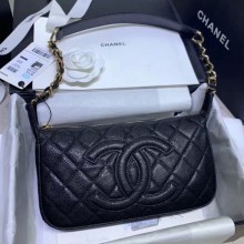 Chanel Grained Leather Hobo Bag B01960 Black 2020 Collection CE02197