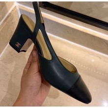 Chanel Heel 6.5cm Slingbacks G31318 Navy Blue/Black 2020 CE02173