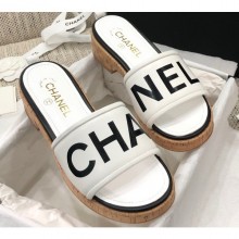 Chanel Heel Logo Mules Lambskin White 2020 CE01366