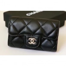 Chanel Key Holder Wallet 31511 Lambskin Black CE01224