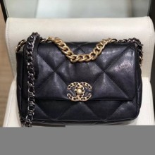 Chanel Lambskin 19 Small Flap Bag AS1160 Black 2019 Collection CE01105