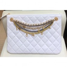 Chanel Lambskin All About Chains Pouch Clutch Bag AP0502 White 2019 CE04302