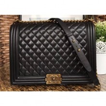 Chanel Lambskin Boy Flap Large Bag Black/Gold CE01683