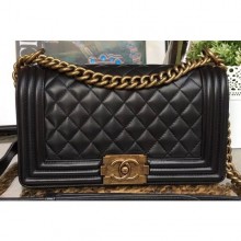 Chanel Lambskin Boy Flap Medium Bag Black/Gold CE01840