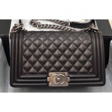 Chanel Lambskin Boy Flap Medium Bag Black/Silver CE00686