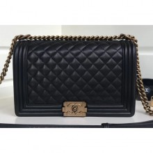 Chanel Lambskin Boy Flap New Medium Bag Black/Gold CE00820