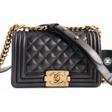 Chanel Lambskin Boy Flap Small Bag Black/Gold CE01772