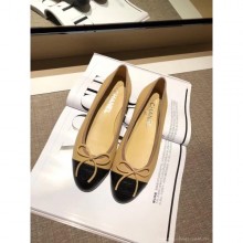 Chanel Lambskin Classic Bow Ballerinas Flats Apricot/Black CE03574