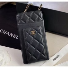 Chanel Lambskin Classic Clutch With Chain AP0990 Black 2020 Collection CE01400