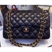 Chanel Lambskin Classic Flap 30cm Bag Black With Gold Hardware 2018 CE02301