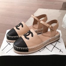 Chanel Lambskin Flat Espadrilles G36184 Beige 2020 Collection CE00748