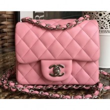 Chanel Lambskin Mini Classic Flap Bag A1115 Pink CE04211