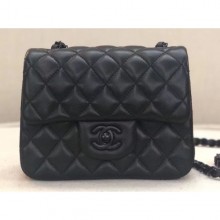 Chanel Lambskin Mini Classic Flap Bag A1115 So Black CE01345