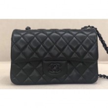 Chanel Lambskin Small Classic Flap Bag A1116 So Black CE01453