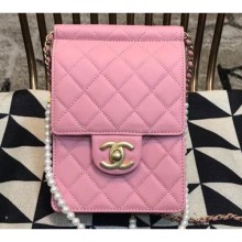 Chanel Lambskin with Imitation Pearls Mini Flap Bag AS0580 Pink 2019 CE01501