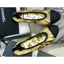 Chanel Laminated Goatskin and Grosgrain Ballerinas G36166 Metallic Gold 2020 CE04279