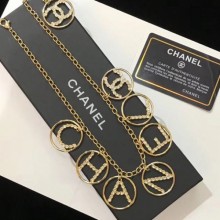 Chanel Lettering Necklace AB0609 Gold/Crystal 2019 Collection CE02796