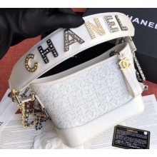 Chanel Logo Handle Lace Gabrielle Small Hobo Bag AS0865 White 2019 CE01198