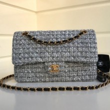 Chanel Lurex Tweed Medium Flap Bag Gray 2019 Collection CE02851