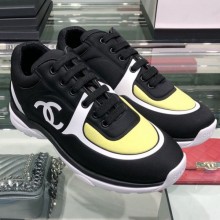 Chanel Lycra Patchwork Sneakers G34765 Black/Yellow 2019 Collection CE02303