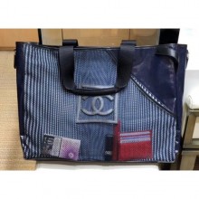 Chanel Mesh and PVC Shopping Tote Small Bag Navy Blue 2019 CE03934