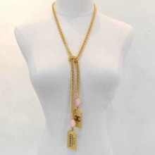 Chanel Metal Tags Pendants Long Necklace AB3075 Gold 2020 Collection CE03832