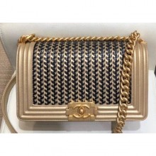 Chanel Metallic Boy Medium Flap Bag Gold/Black 2019 CE02437
