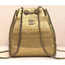 Chanel Metallic Crocodile Embossed Gabrielle Small Backpack Bag A94485 Gold 2019 CE00963
