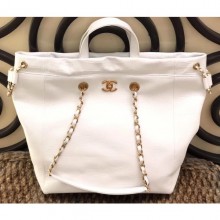 Chanel Metallic Crocodile Embossed Large Shopping Bag AS0801 White 2019 CE00658