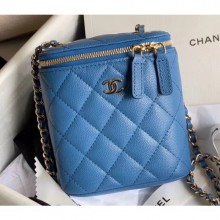 Chanel Mini Vanity with Classic Chain Bag AP1466 Caviar Leather Blue 2020 CE01260