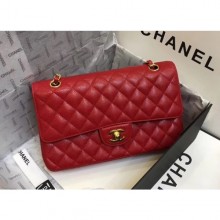 Chanel original quality Classic Flap Medium Bag 1112 red in caviar Leather with gold Hardware CE00965