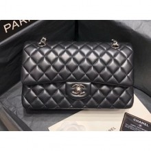 Chanel original quality Medium Classic Flap Bag 1112 black in sheepskin with silver Hardware CE03930