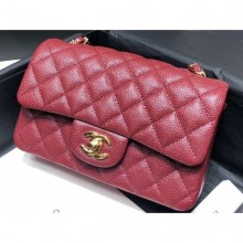 Chanel Original Quality Small Classic Flap Bag 1116 in Caviar Leather Burgundy with Gold Hardware CE03056