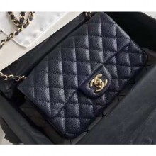 Chanel Original Quality Small Classic Flap Bag 1116 in Caviar Leather Navy Blue with Gold Hardware CE00850