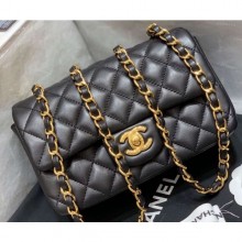 Chanel Original Quality Small Classic Flap Bag 1116 in Sheepskin Black with Gold Hardware CE01406