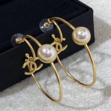 Chanel Pearl CC Hoop Earrings AB3189 2019 Collection CE01649